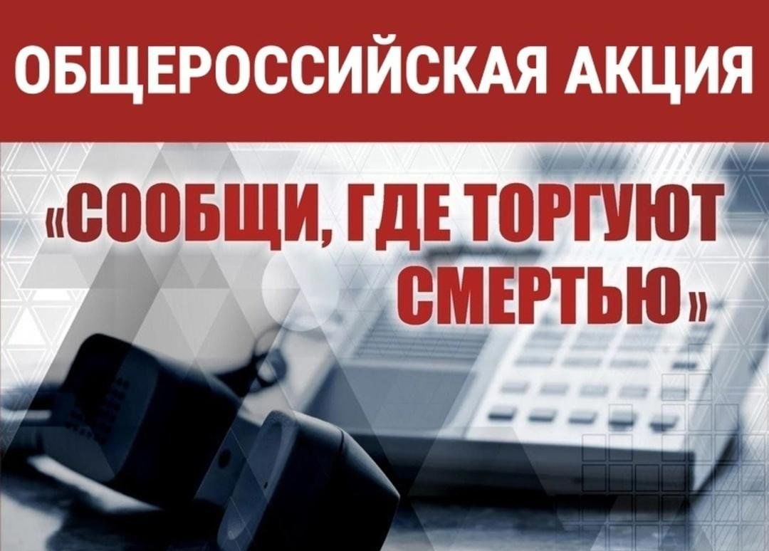 С 13 по 24 октября 2025 года проводится первый этап Общероссийской акции «Сообщи, где торгуют смертью!».